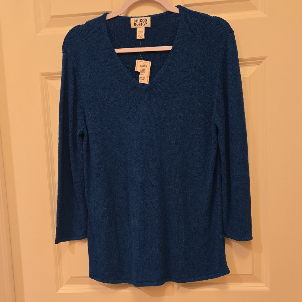 Chico's Ashley Sweater Sapphire Blue Sz 2